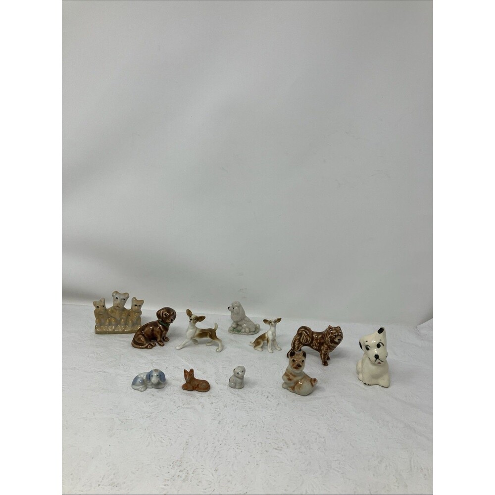 Lot Dog Miniatures Figurines Porcelain Ceramic Puppies Vintage Lot Of 11